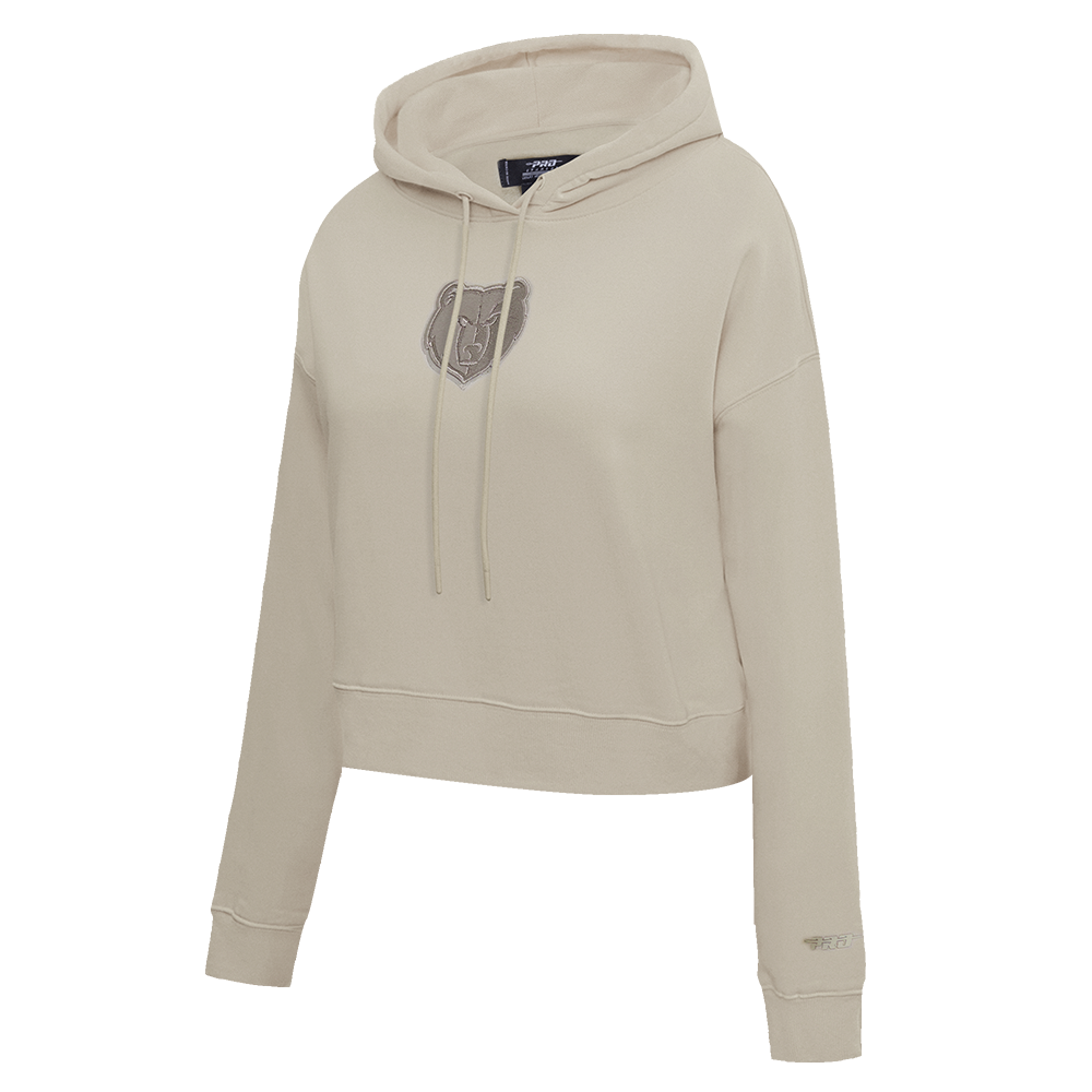 NBA MEMPHIS GRIZZLIES NEUTRAL WOMEN'S CROPPED PULLOVER HOODIE (TAUPE)