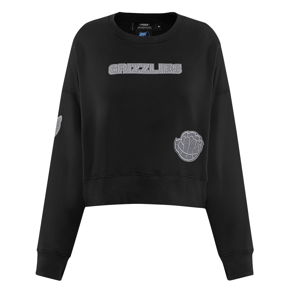 NBA MEMPHIS GRIZZLIES REVERSE FRENCH TERRY WOMEN'S FLEECE CREWNECK (BLACK)