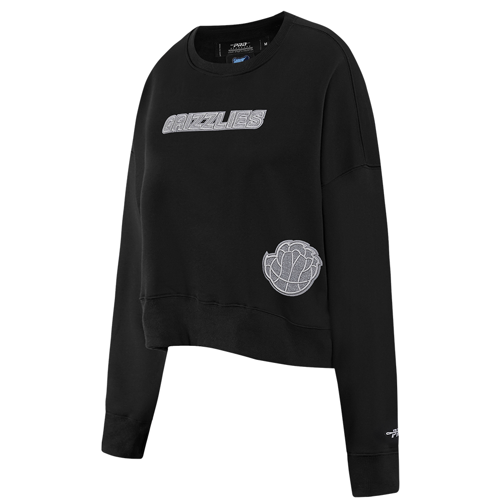 NBA MEMPHIS GRIZZLIES REVERSE FRENCH TERRY WOMEN'S FLEECE CREWNECK (BLACK)