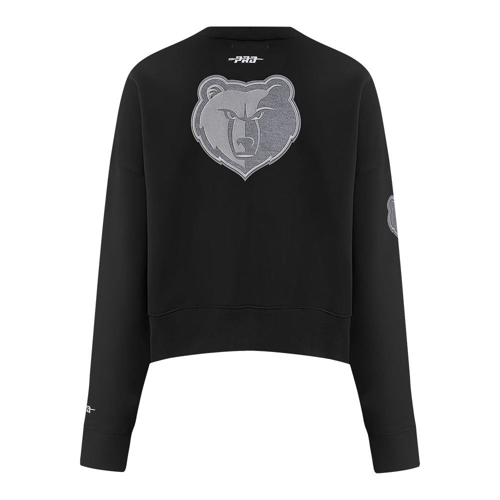 NBA MEMPHIS GRIZZLIES REVERSE FRENCH TERRY WOMEN'S FLEECE CREWNECK (BLACK)
