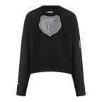 NBA MEMPHIS GRIZZLIES REVERSE FRENCH TERRY WOMEN'S FLEECE CREWNECK (BLACK)