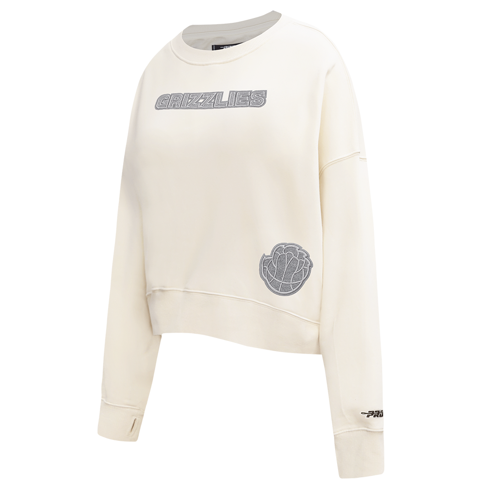 NBA MEMPHIS GRIZZLIES REVERSE FRENCH TERRY WOMEN'S FLEECE CREWNECK (EGGSHELL)