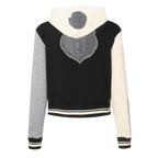 NBA MEMPHIS GRIZZLIES REVERSE FRENCH TERRY WOMEN'S COLOR BLOCK FLEECE FULL ZIP HOODIE (BLACK/GRAY/EGGSHELL)