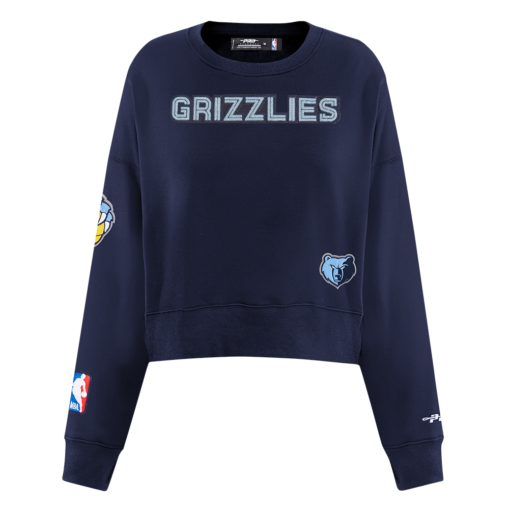 NBA MEMPHIS GRIZZLIES GAME DAY CLASSICS WOMEN'S DOUBLE KNIT CREWNECK (MIDNIGHT NAVY)
