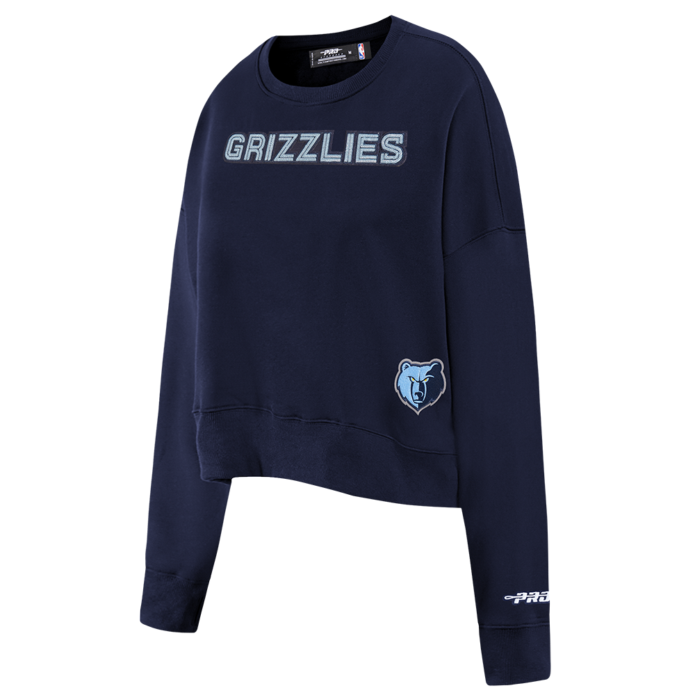 NBA MEMPHIS GRIZZLIES GAME DAY CLASSICS WOMEN'S DOUBLE KNIT CREWNECK (MIDNIGHT NAVY)