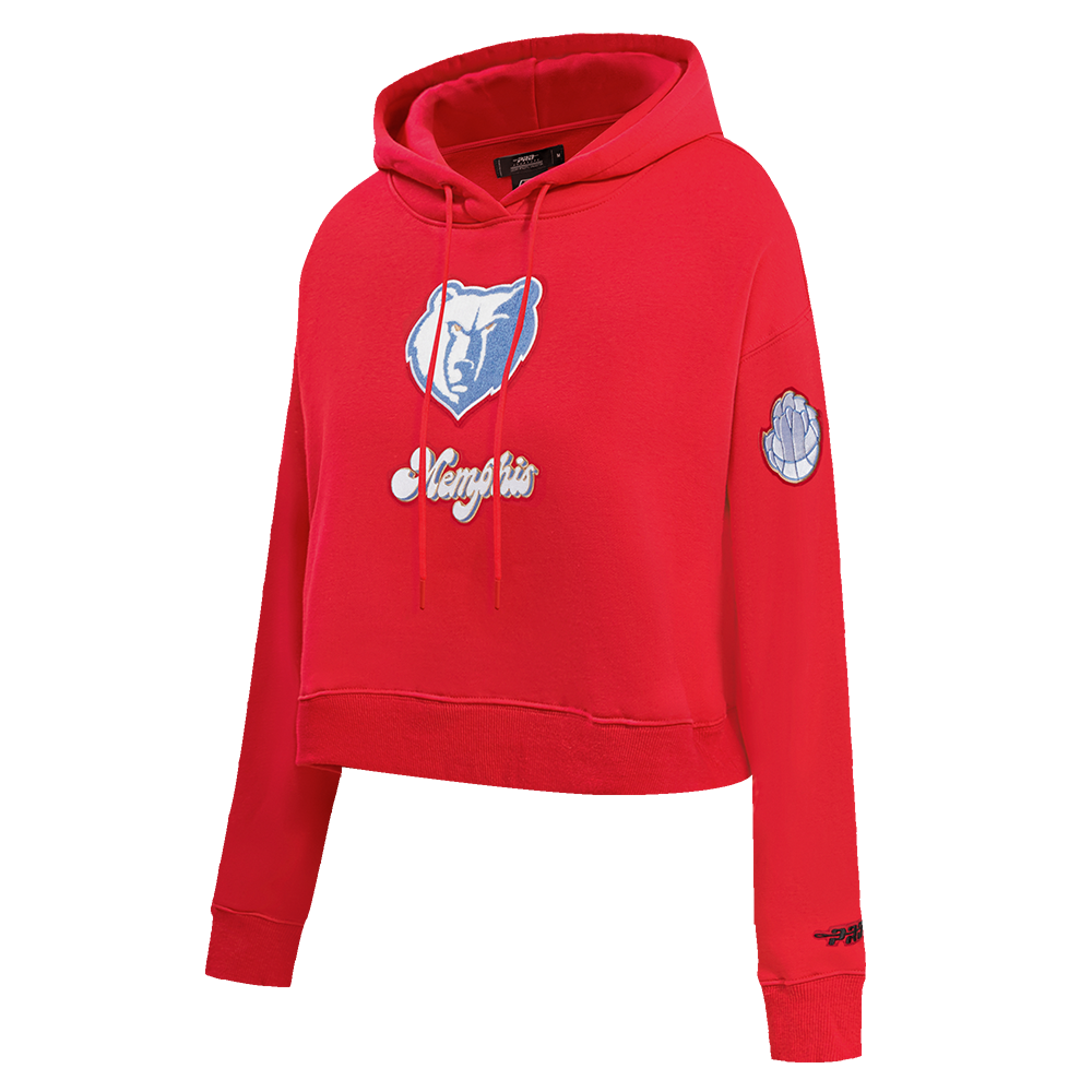 NBA MEMPHIS GRIZZLIES CITY EDITION 24-25 WOMEN'S FLEECE CROPPED PULLOVER HOODIE (RED)