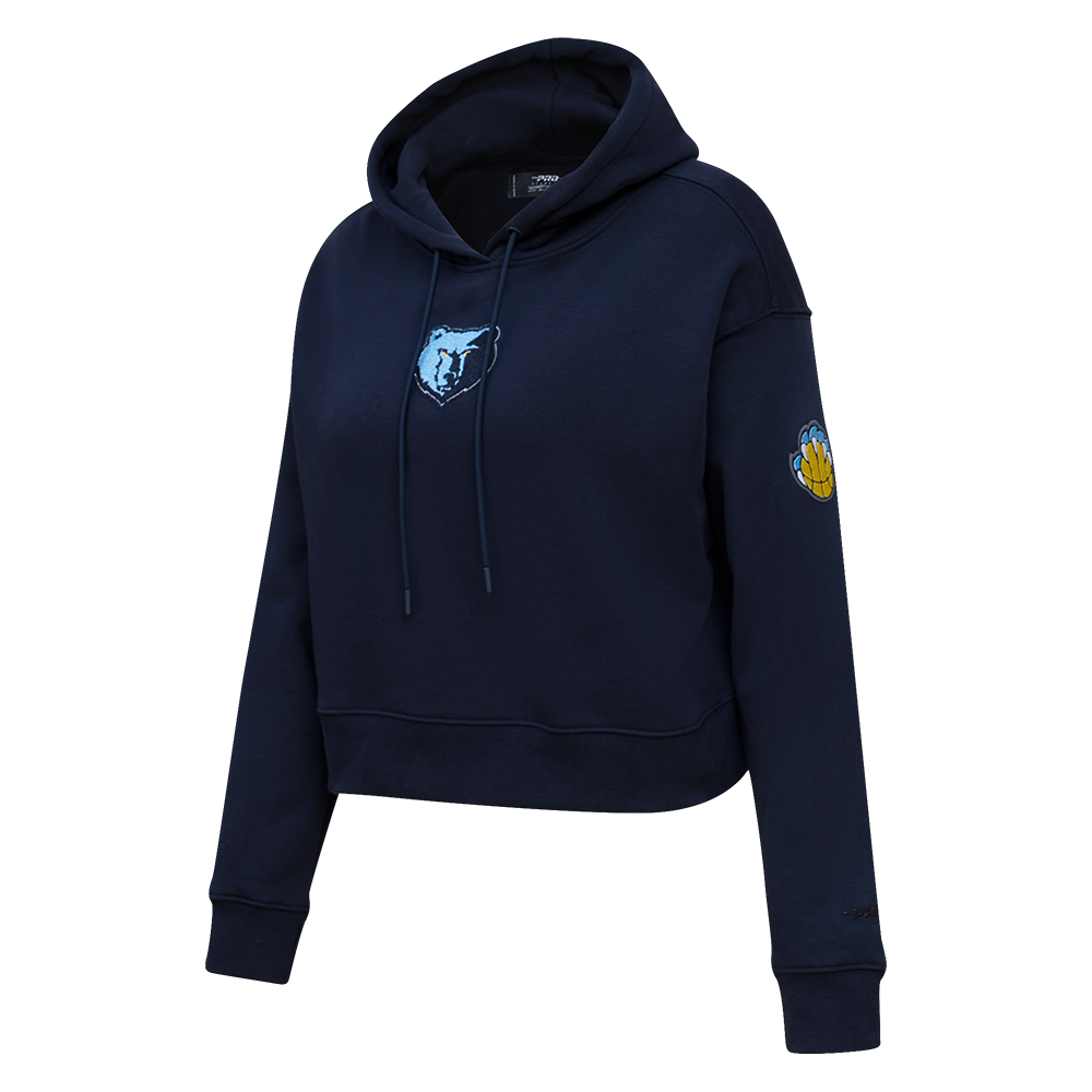 NBA MEMPHIS GRIZZLIES CLASSIC WOMEN'S CROPPED PULLOVER HOODIE (MIDNIGHT NAVY)