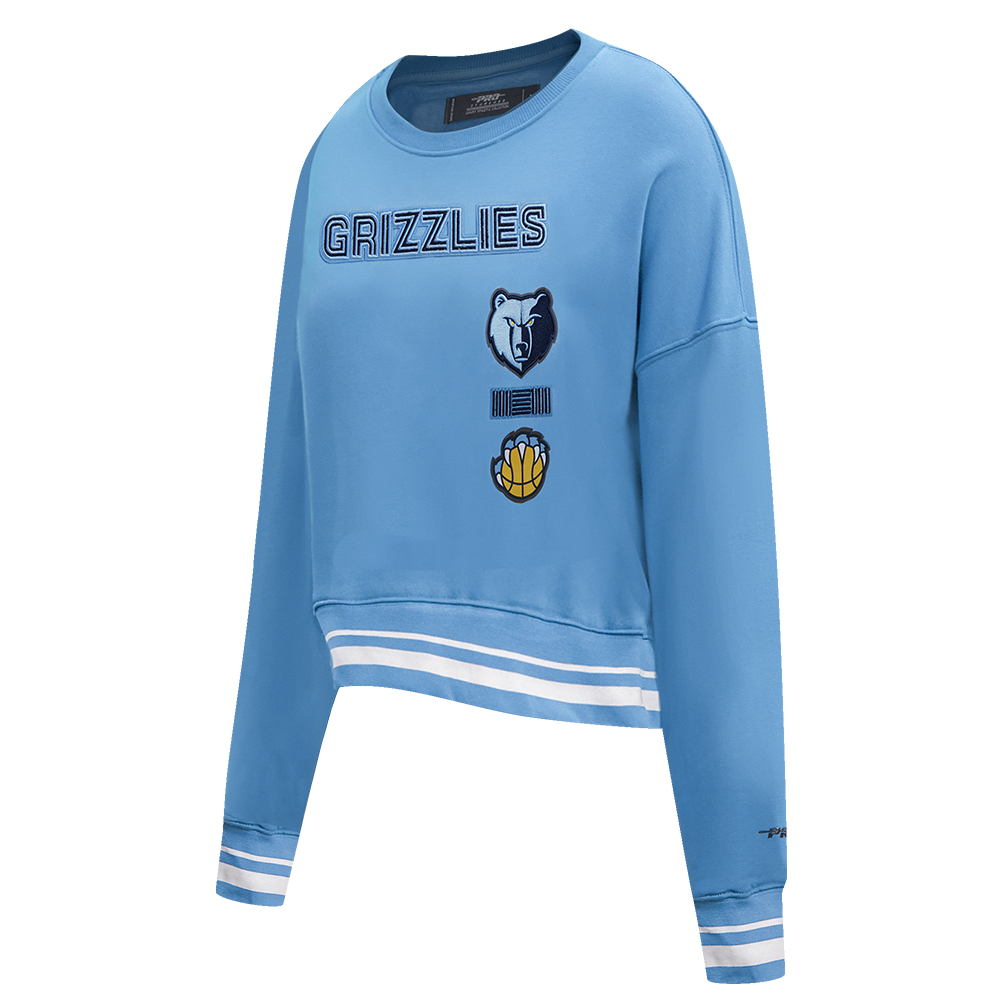 NBA MEMPHIS GRIZZLIES RETRO CLASSIC WOMEN'S RIB CREWNECK (UNIVERSITY BLUE)