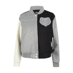 NBA MEMPHIS GRIZZLIES REVERSE FRENCH TERRY WOMEN'S WOOL VARSITY JACKET (BLACK/GRAY/EGGSHELL)
