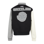 NBA MEMPHIS GRIZZLIES REVERSE FRENCH TERRY WOMEN'S WOOL VARSITY JACKET (BLACK/GRAY/EGGSHELL)