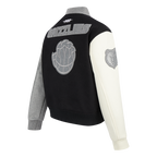 NBA MEMPHIS GRIZZLIES REVERSE FRENCH TERRY WOMEN'S WOOL VARSITY JACKET (BLACK/GRAY/EGGSHELL)