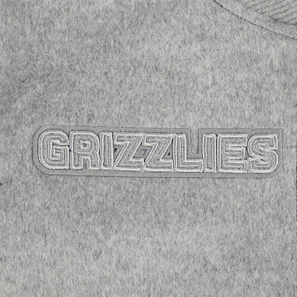 NBA MEMPHIS GRIZZLIES REVERSE FRENCH TERRY WOMEN'S WOOL VARSITY JACKET (BLACK/GRAY/EGGSHELL)