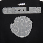 NBA MEMPHIS GRIZZLIES REVERSE FRENCH TERRY WOMEN'S WOOL VARSITY JACKET (BLACK/GRAY/EGGSHELL)