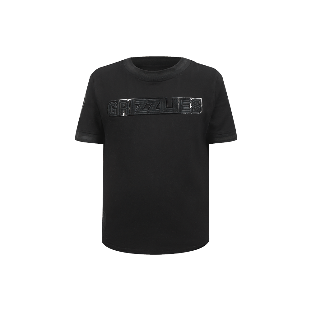 NBA MEMPHIS GRIZZLIES TRIPLE BLACK LITTLE BOY'S SHORT SLEEVE STRIPED RIB TEE (JET BLACK)