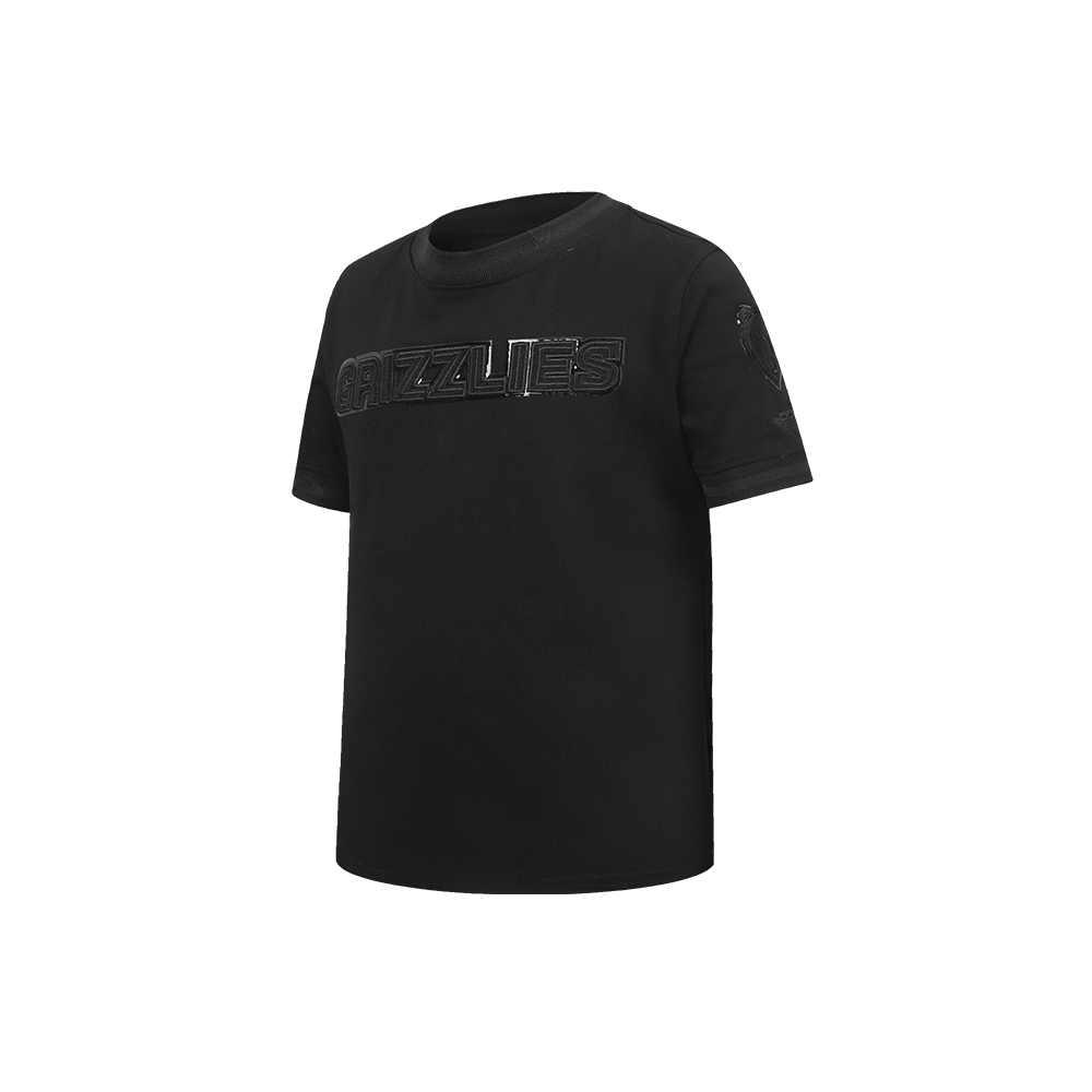 NBA MEMPHIS GRIZZLIES TRIPLE BLACK LITTLE BOY'S SHORT SLEEVE STRIPED RIB TEE (JET BLACK)