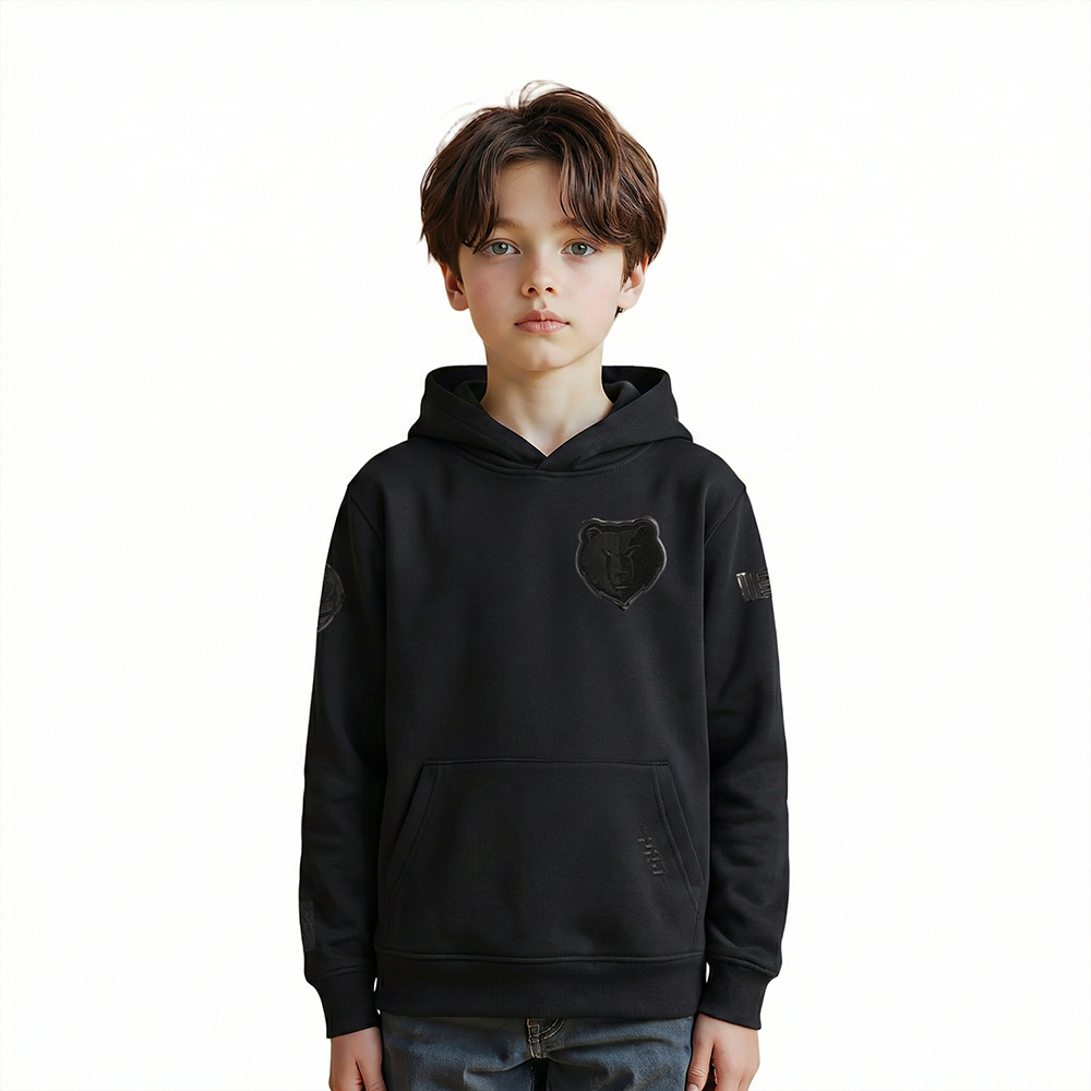 NBA MEMPHIS GRIZZLIES TRIPLE BLACK LITTLE BOY'S FLEECE PULLOVER HOODIE (BLACK)
