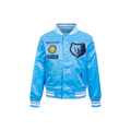 NBA MEMPHIS GRIZZLIES RETRO CLASSIC BLOUSON EN SATIN À BORDS CÔTELÉS POUR GARÇON ENFANT (BLEU UNIVERSITÉ)