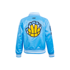 NBA MEMPHIS GRIZZLIES RETRO CLASSIC BLOUSON EN SATIN À BORDS CÔTELÉS POUR GARÇON ENFANT (BLEU UNIVERSITÉ)