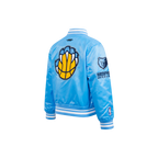 NBA MEMPHIS GRIZZLIES RETRO CLASSIC BLOUSON EN SATIN À BORDS CÔTELÉS POUR GARÇON ENFANT (BLEU UNIVERSITÉ)