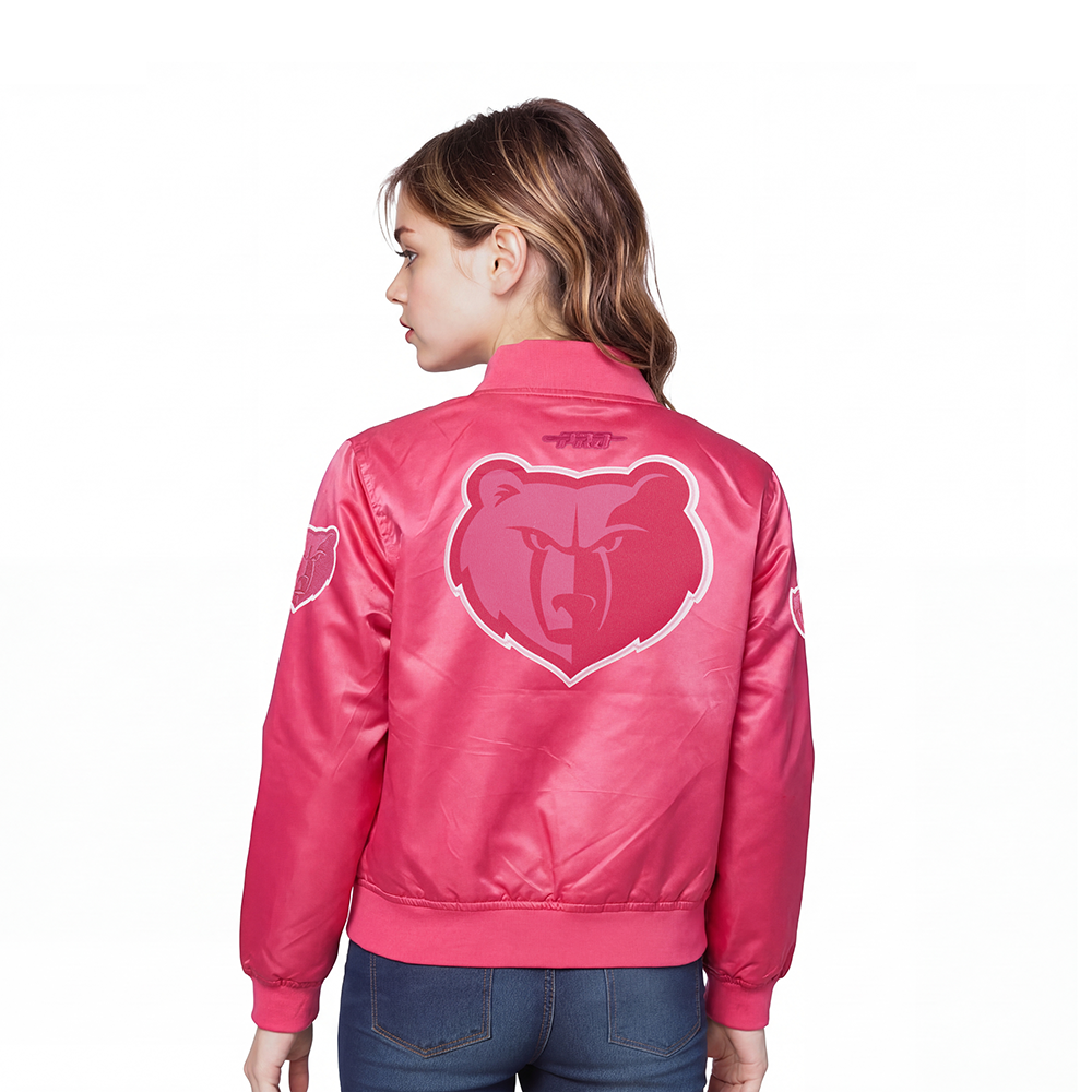 NBA MEMPHIS GRIZZLIES TRIPLE PINK LG SATIN JACKET (BEETROOT PURPLE)
