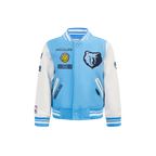 NBA MEMPHIS GRIZZLIES RETRO CLASSIC LITTLE BOY'S RIB WOOL VARSITY JACKET (UNIVERSITY BLUE/WHITE)