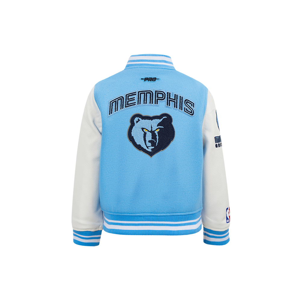 NBA MEMPHIS GRIZZLIES RETRO CLASSIC LITTLE BOY'S RIB WOOL VARSITY JACKET (UNIVERSITY BLUE/WHITE)