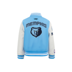 NBA MEMPHIS GRIZZLIES RETRO CLASSIC LITTLE BOY'S RIB WOOL VARSITY JACKET (UNIVERSITY BLUE/WHITE)