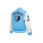 NBA MEMPHIS GRIZZLIES RETRO CLASSIC LITTLE BOY'S RIB WOOL VARSITY JACKET (UNIVERSITY BLUE/WHITE)