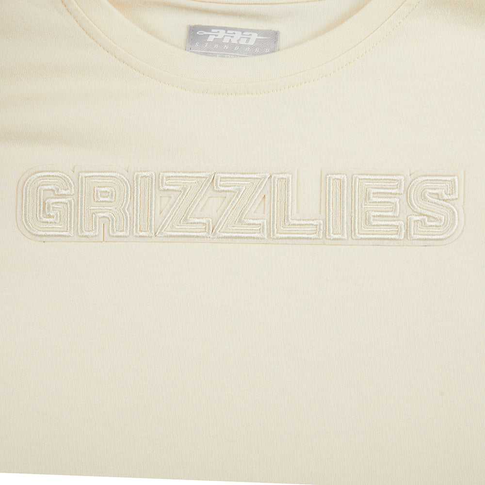 NBA MEMPHIS GRIZZLIES NEUTRAL LITTLE GIRL'S SHORT SLEEVE BOXY TEE (EGGSHELL)