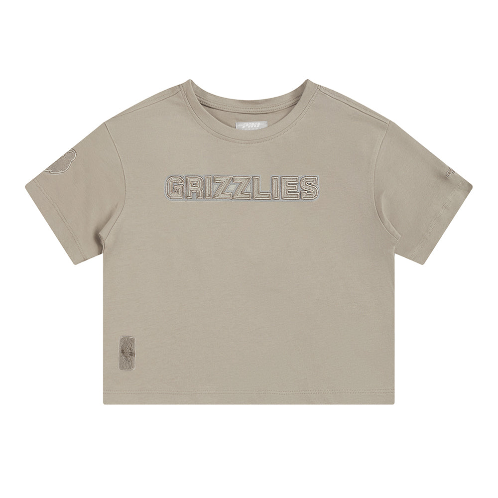 NBA MEMPHIS GRIZZLIES NEUTRAL LITTLE GIRL'S SS BOXY TEE (TAUPE)