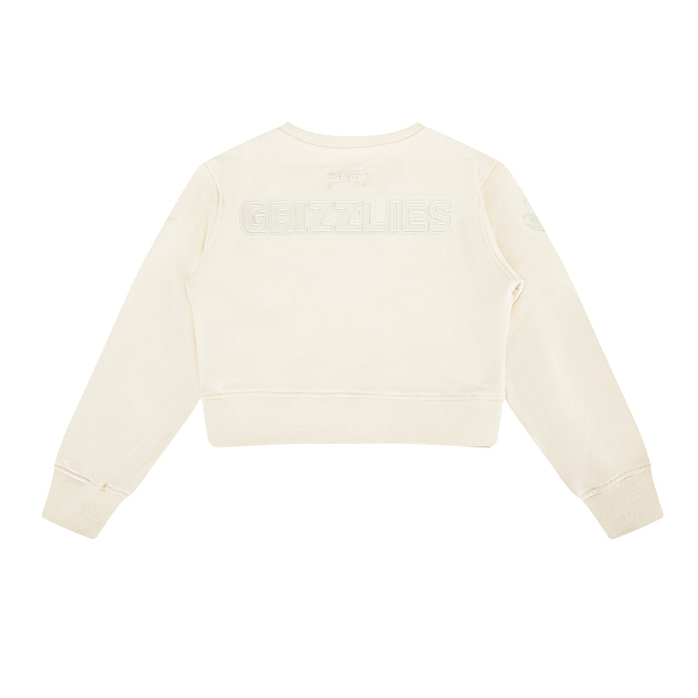 NBA MEMPHIS GRIZZLIES NEUTRAL LITTLE GIRLS FLEECE CREWNECK (EGGSHELL)