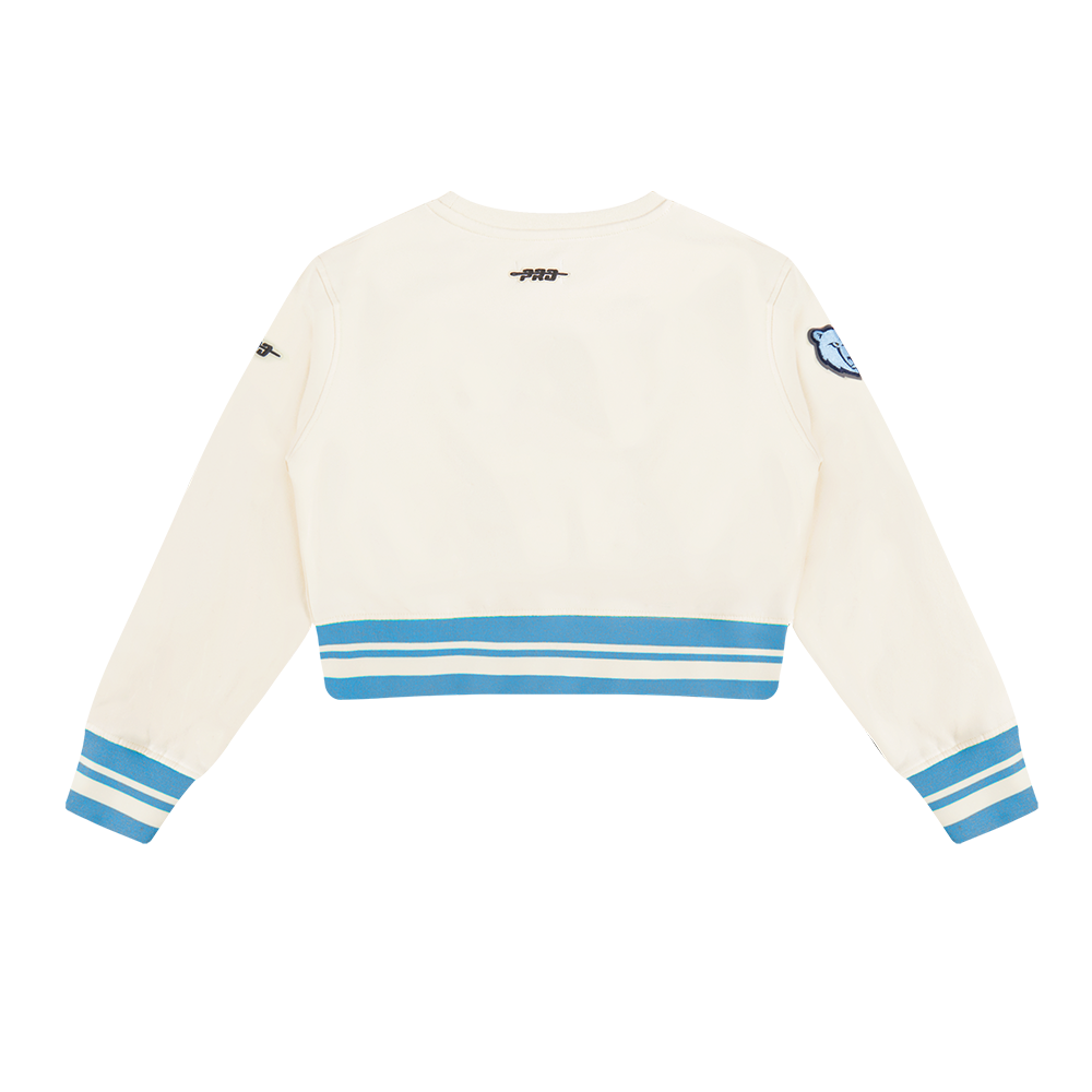 NBA MEMPHIS GRIZZLIES RETRO CLASSIC LITTLE GIRLS  RIB FLEECE CREWNECK (EGGSHELL/ UNIVERSITY BLUE)