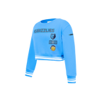 NBA MEMPHIS GRIZZLIES RETRO CLASSIC LITTLE GIRL'S RIB FLEECE CREWNECK (UNIVERSITY BLUE)