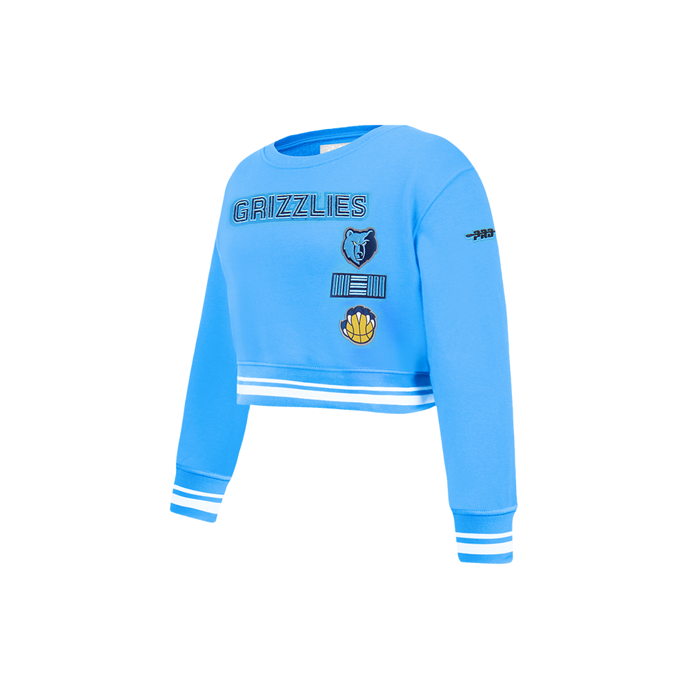 NBA MEMPHIS GRIZZLIES RETRO CLASSIC LITTLE GIRLS  RIB FLEECE CREWNECK (UNIVERSITY BLUE)