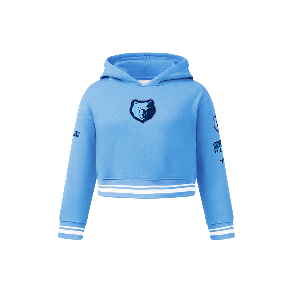 NBA MEMPHIS GRIZZLIES RETRO CLASSIC LITTLE GIRL'S RIB FLEECE PULLOVER HOODIE (UNIVERSITY BLUE)
