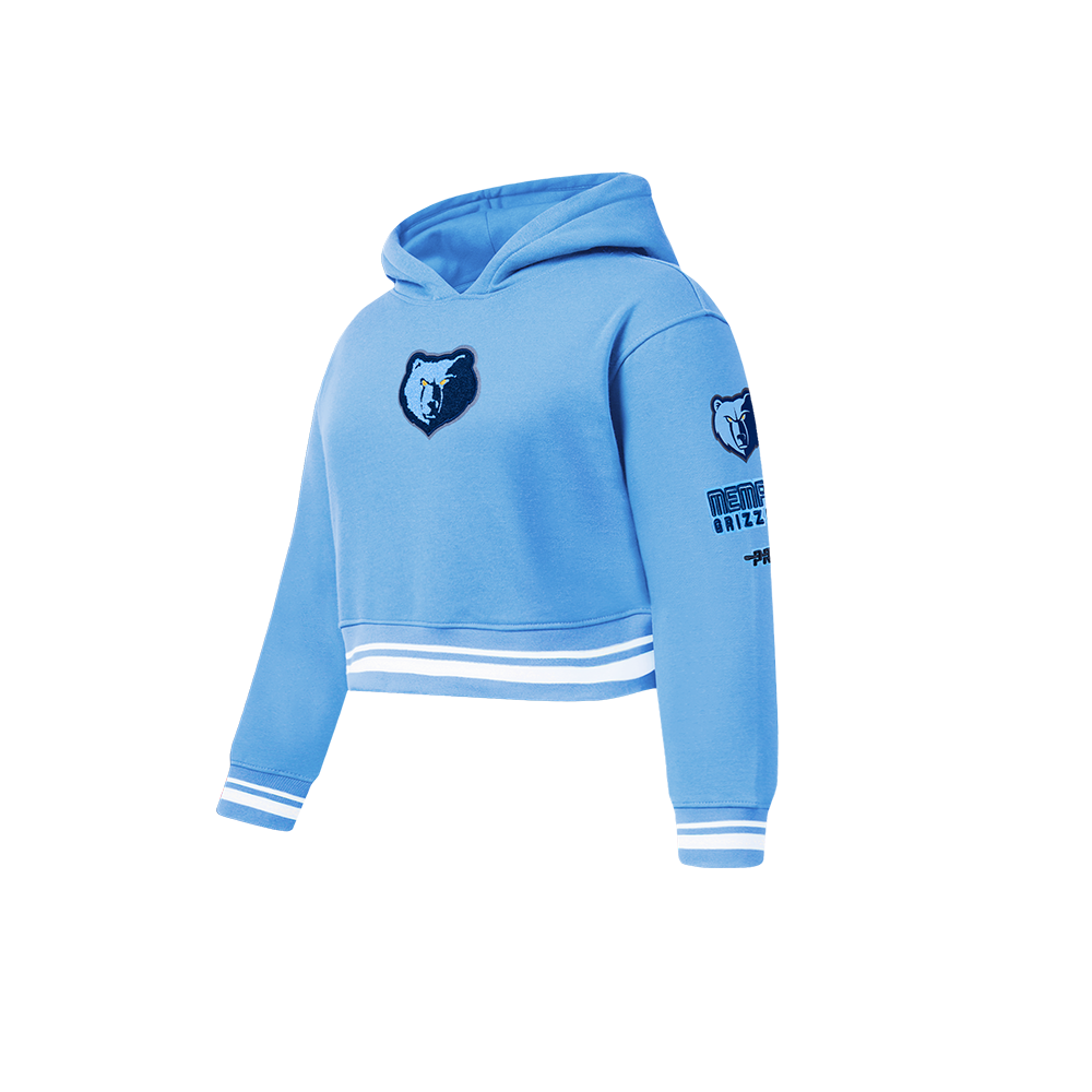 NBA MEMPHIS GRIZZLIES RETRO CLASSIC LITTLE GIRLS  RIB FLEECE PULLOVER HOODIE (UNIVERSITY BLUE)