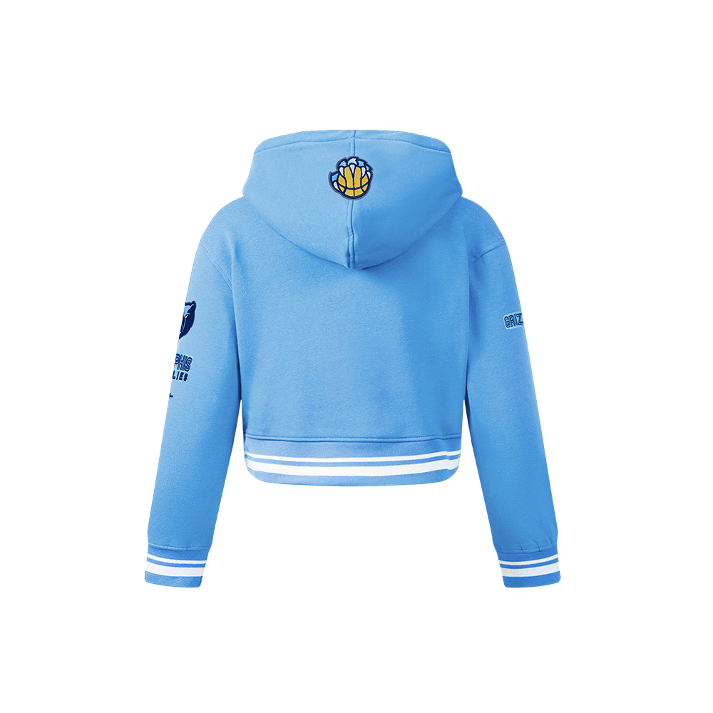 NBA MEMPHIS GRIZZLIES RETRO CLASSIC LITTLE GIRL'S RIB FLEECE PULLOVER HOODIE (UNIVERSITY BLUE)