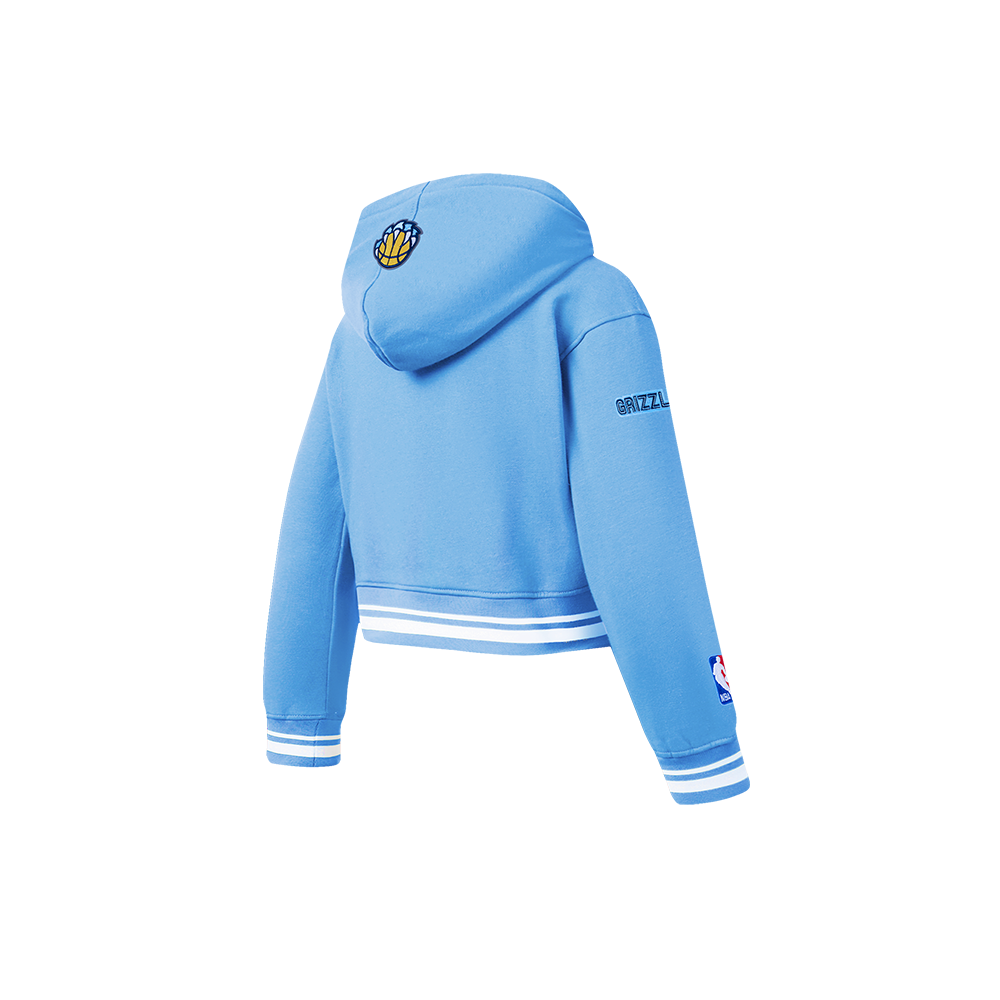 NBA MEMPHIS GRIZZLIES RETRO CLASSIC LITTLE GIRL'S RIB FLEECE PULLOVER HOODIE (UNIVERSITY BLUE)