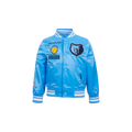 NBA MEMPHIS GRIZZLIES RETRO CLASSIC BLOUSON EN SATIN À BORDS CÔTELÉS POUR GARÇON BAMBIN (BLEU UNIVERSITÉ)