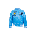 NBA MEMPHIS GRIZZLIES RETRO CLASSIC BLOUSON EN SATIN À BORDS CÔTELÉS POUR GARÇON BAMBIN (BLEU UNIVERSITÉ)