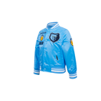 NBA MEMPHIS GRIZZLIES RETRO CLASSIC BLOUSON EN SATIN À BORDS CÔTELÉS POUR GARÇON BAMBIN (BLEU UNIVERSITÉ)