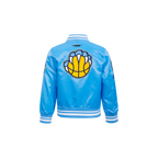 NBA MEMPHIS GRIZZLIES RETRO CLASSIC BLOUSON EN SATIN À BORDS CÔTELÉS POUR GARÇON BAMBIN (BLEU UNIVERSITÉ)