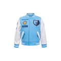 NBA MEMPHIS GRIZZLIES RETRO CLASSIC BLOUSON COLLÉGIAL EN LAINE À BORDS CÔTELÉS POUR GARÇON BAMBIN (BLEU UNIVERSITÉ/BLANC)