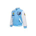 NBA MEMPHIS GRIZZLIES RETRO CLASSIC BLOUSON COLLÉGIAL EN LAINE À BORDS CÔTELÉS POUR GARÇON BAMBIN (BLEU UNIVERSITÉ/BLANC)