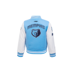 NBA MEMPHIS GRIZZLIES RETRO CLASSIC BLOUSON COLLÉGIAL EN LAINE À BORDS CÔTELÉS POUR GARÇON BAMBIN (BLEU UNIVERSITÉ/BLANC)