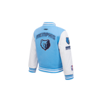 NBA MEMPHIS GRIZZLIES RETRO CLASSIC BLOUSON COLLÉGIAL EN LAINE À BORDS CÔTELÉS POUR GARÇON BAMBIN (BLEU UNIVERSITÉ/BLANC)