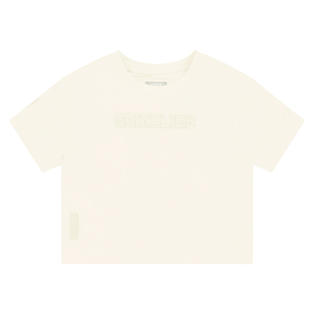 NBA MEMPHIS GRIZZLIES NEUTRAL TODDLER GIRL'S SHORT SLEEVE BOXY TEE (EGGSHELL)