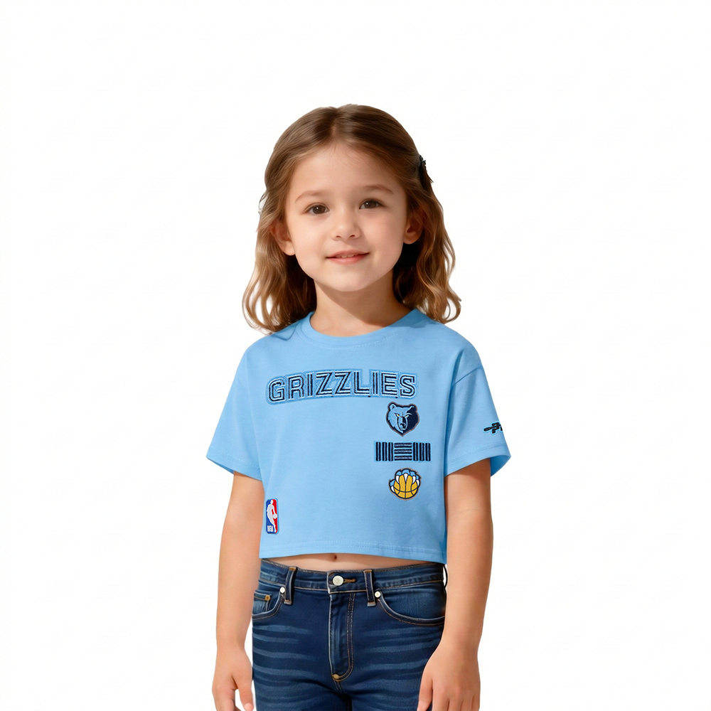 NBA MEMPHIS GRIZZLIES RETRO CLASSIC TODDLER GIRL'S SHORT SLEEVE BOXY TEE (UNIVERSITY BLUE)