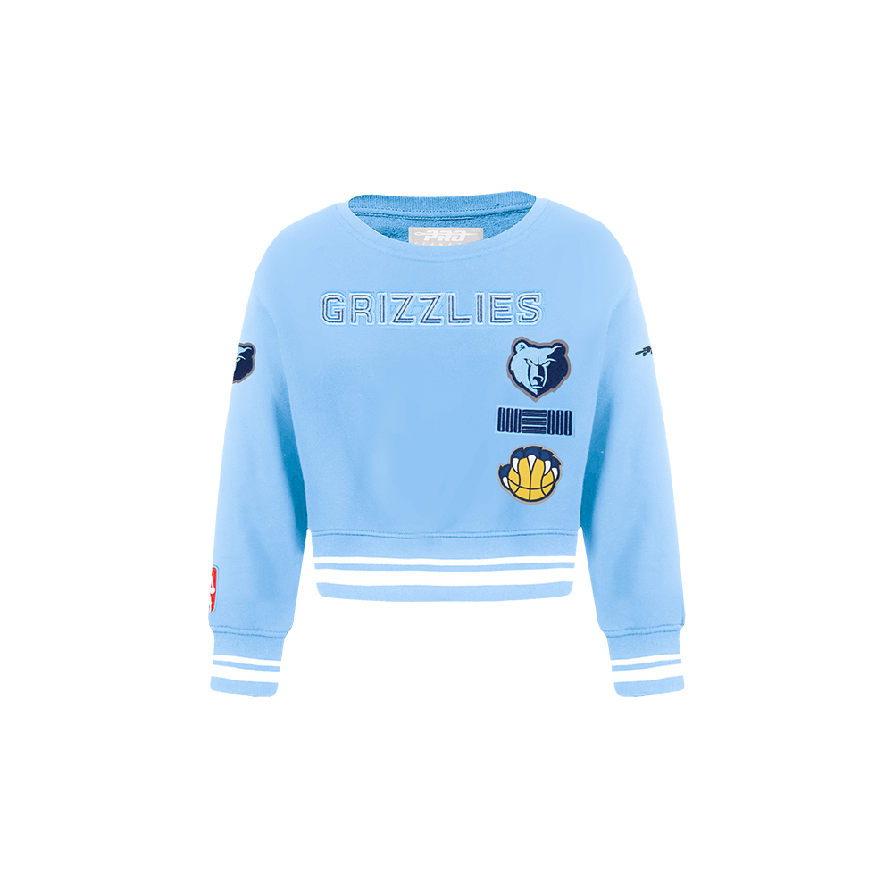 NBA MEMPHIS GRIZZLIES RETRO CLASSIC TODDLER GIRL'S RIB FLEECE CREWNECK (UNIVERSITY BLUE)