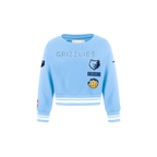 NBA MEMPHIS GRIZZLIES RETRO CLASSIC TODDLER GIRL'S RIB FLEECE CREWNECK (UNIVERSITY BLUE)